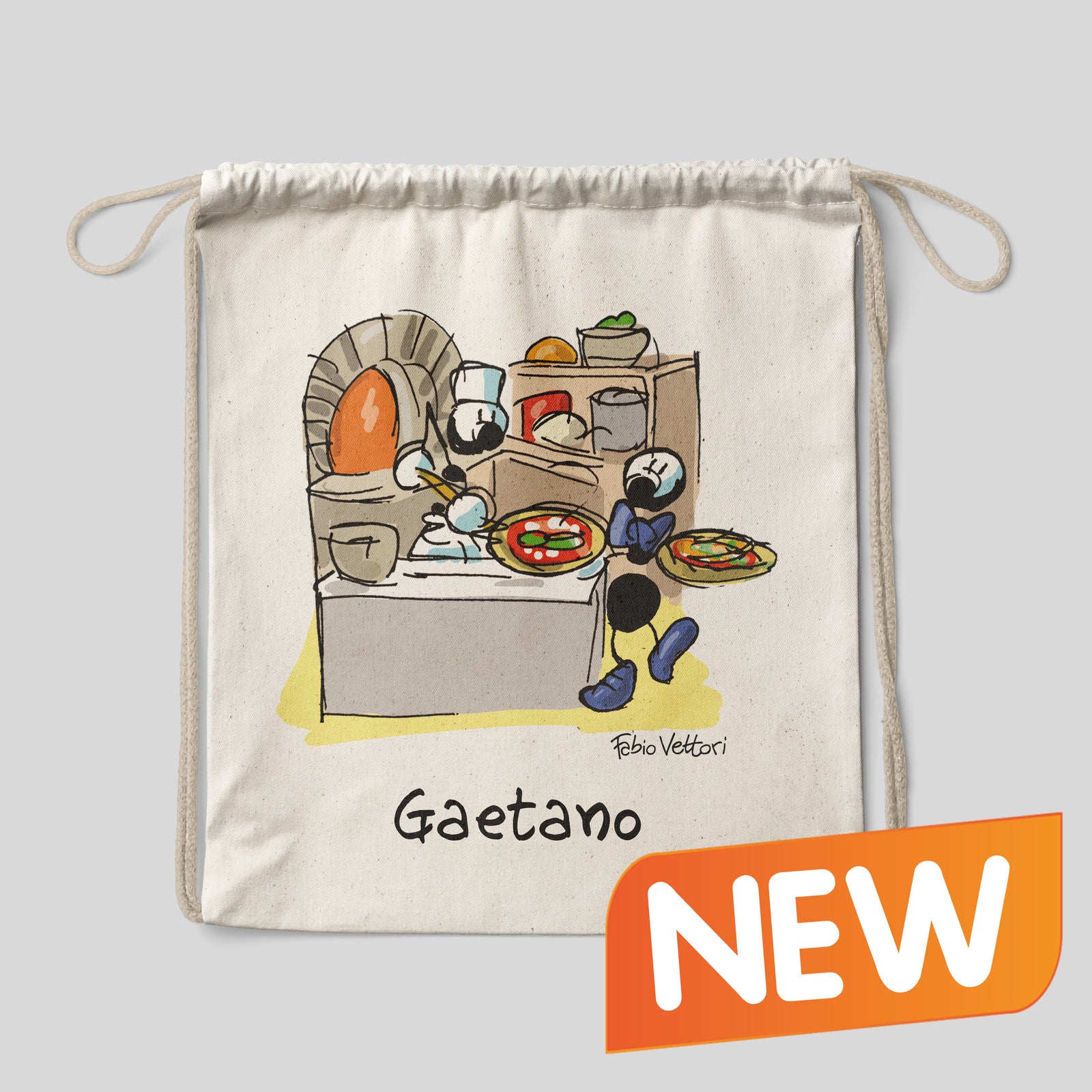 Sacca zaino personalizzata in cotone soggetto "Pizzaiolo"