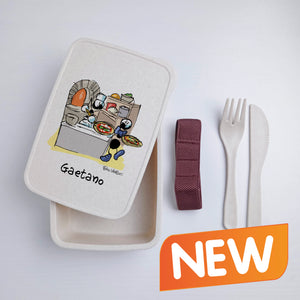 Scatola Porta Pranzo con Fascia Porta Posate Personalizzata soggetto "Pizzaiolo"