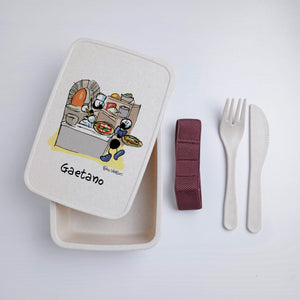 Scatola Porta Pranzo con Fascia Porta Posate Personalizzata soggetto "Pizzaiolo"