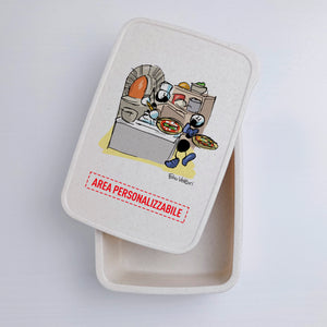Scatola Porta Pranzo con Fascia Porta Posate Personalizzata soggetto "Pizzaiolo"