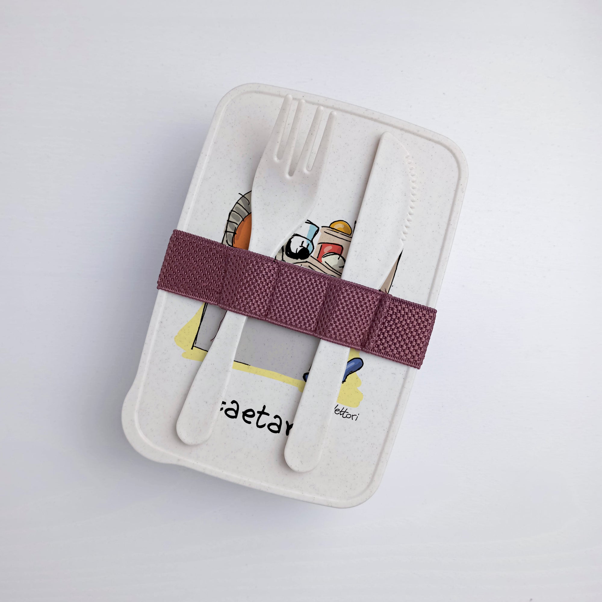 Scatola Porta Pranzo con Fascia Porta Posate Personalizzata soggetto "Pizzaiolo"