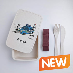 Scatola Porta Pranzo con Fascia Porta Posate Personalizzata soggetto "Polizia"