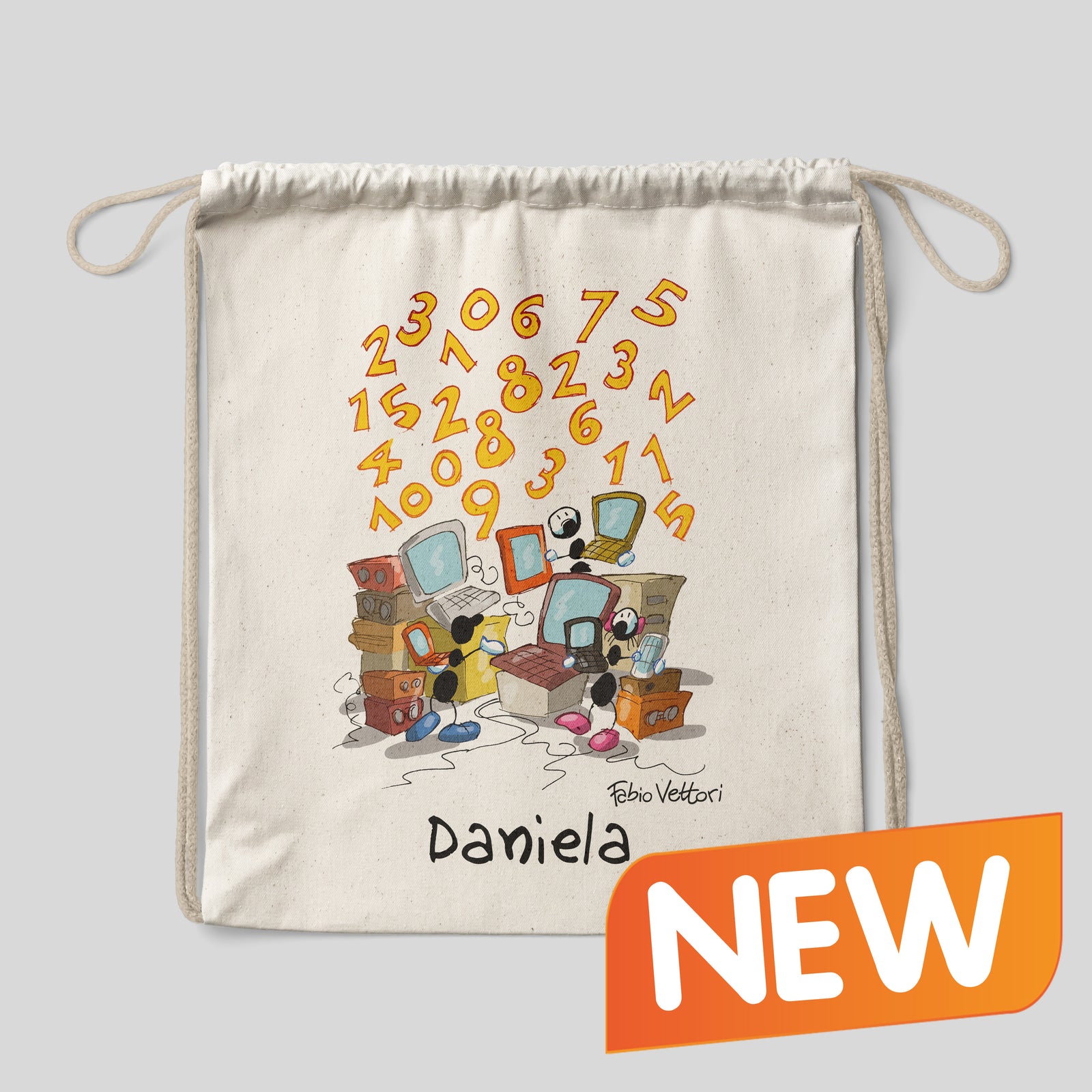 Sacca zaino personalizzata in cotone soggetto "Programmatori"