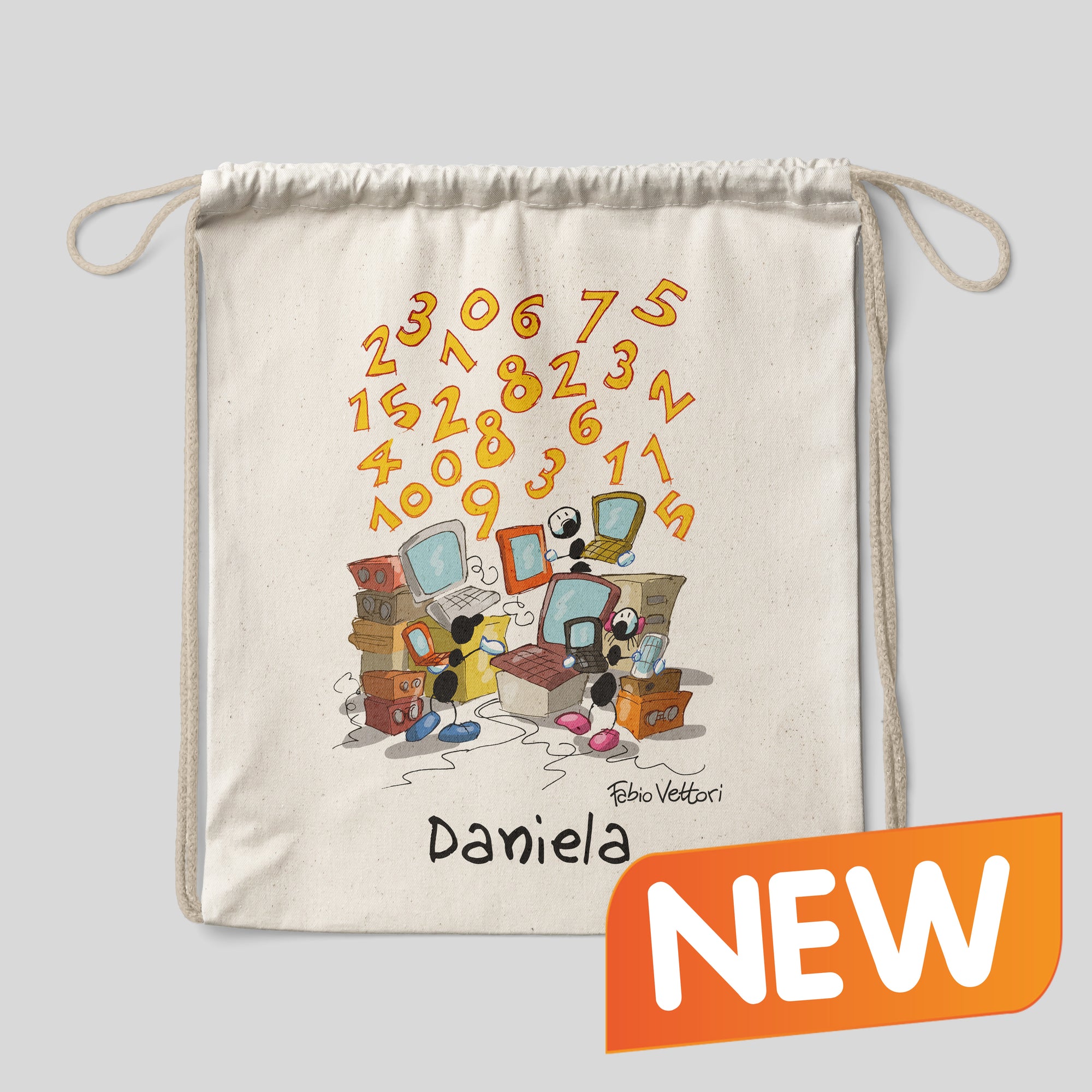 Personalized cotton backpack bag with "Programmers" theme