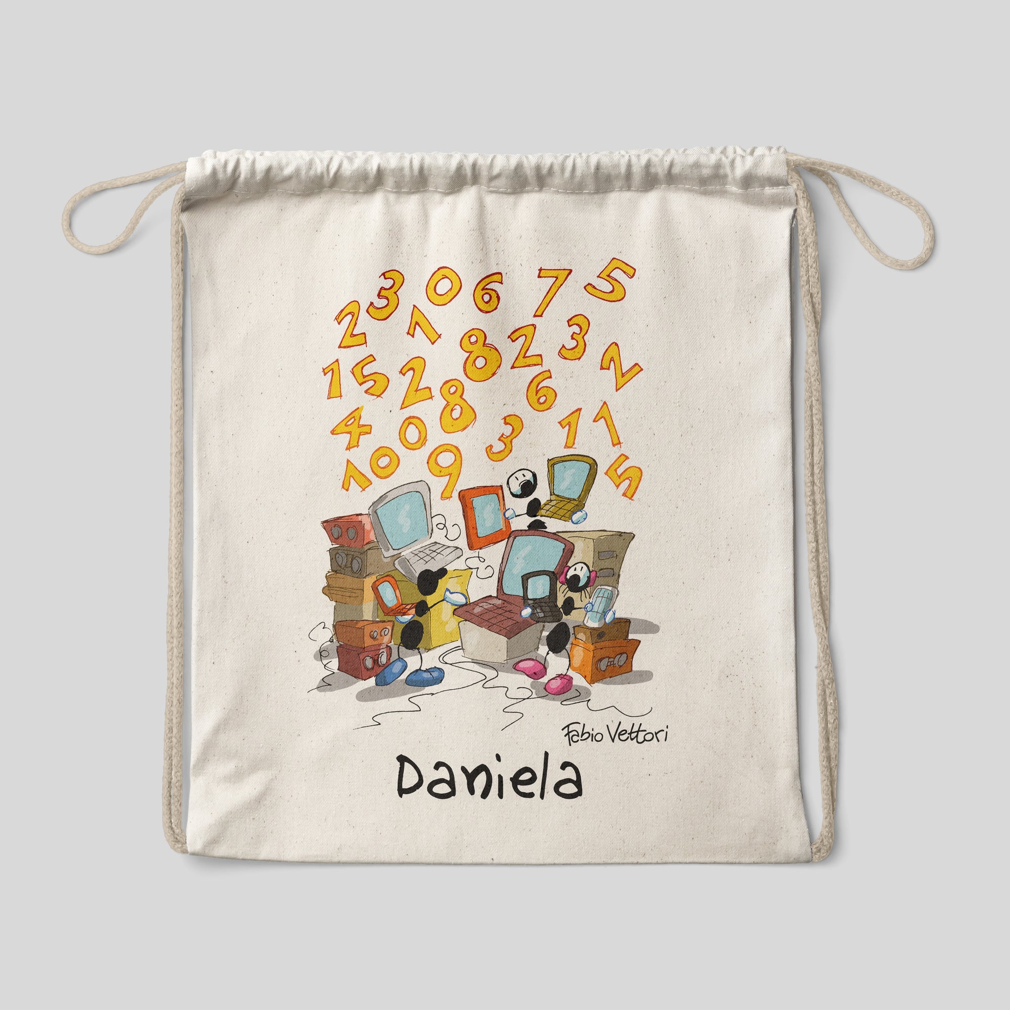 Personalized cotton backpack bag with "Programmers" theme