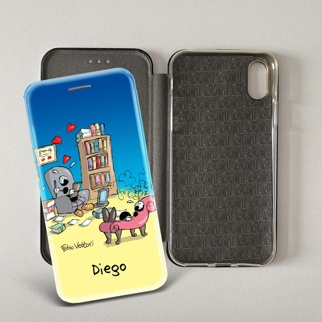 Artistic cover for Smartphone Personalized "Police" subject, model with "book" opening