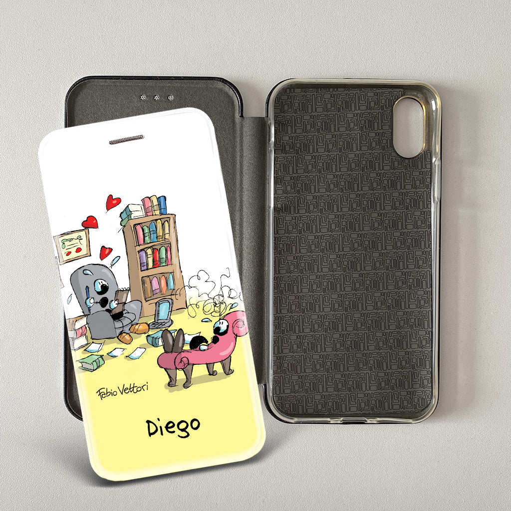 Artistic cover for Smartphone Personalized "Police" subject, model with "book" opening