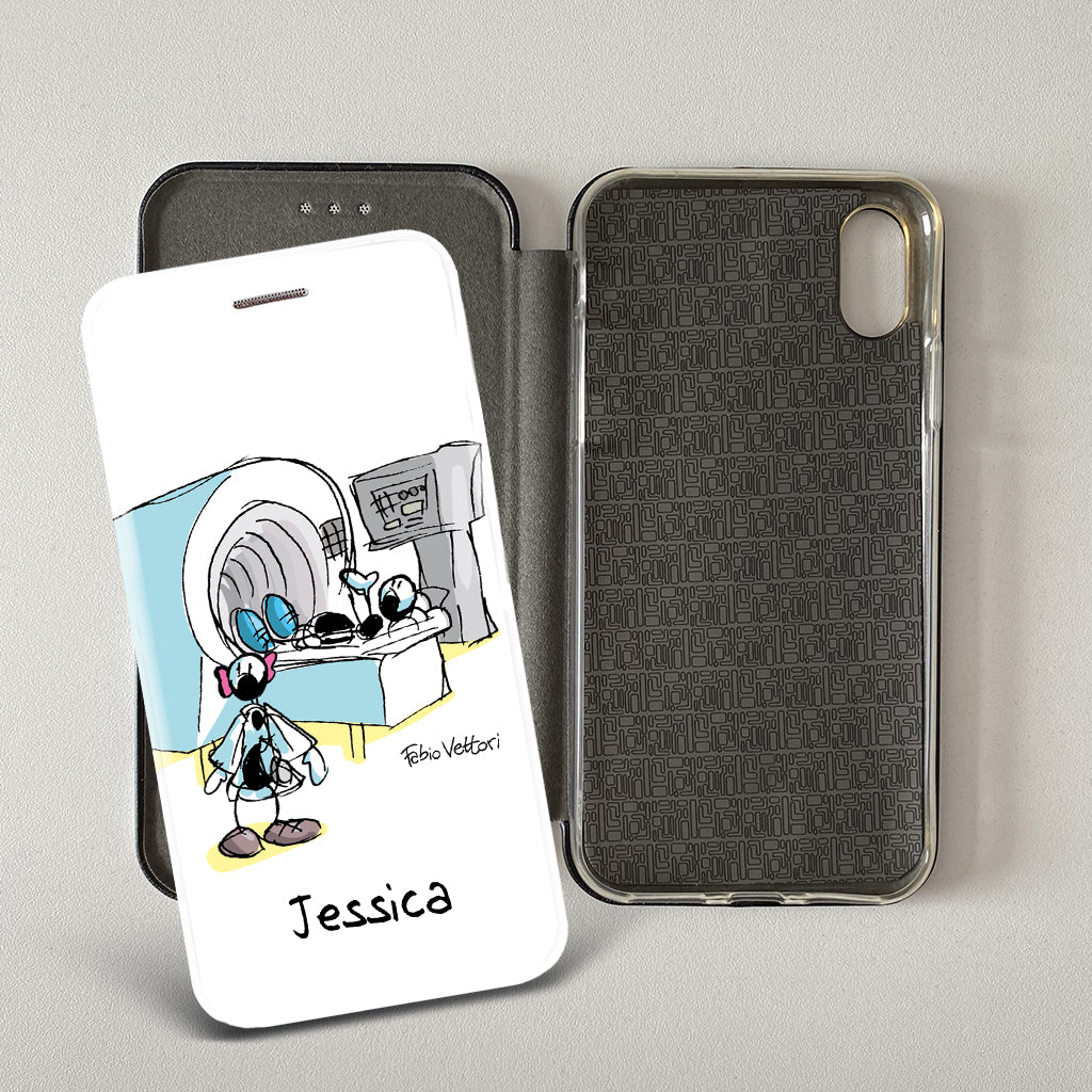 Cover artistica per Smartphone Personalizzata soggetto "Radiologa" modello con apertura "a Libro"
