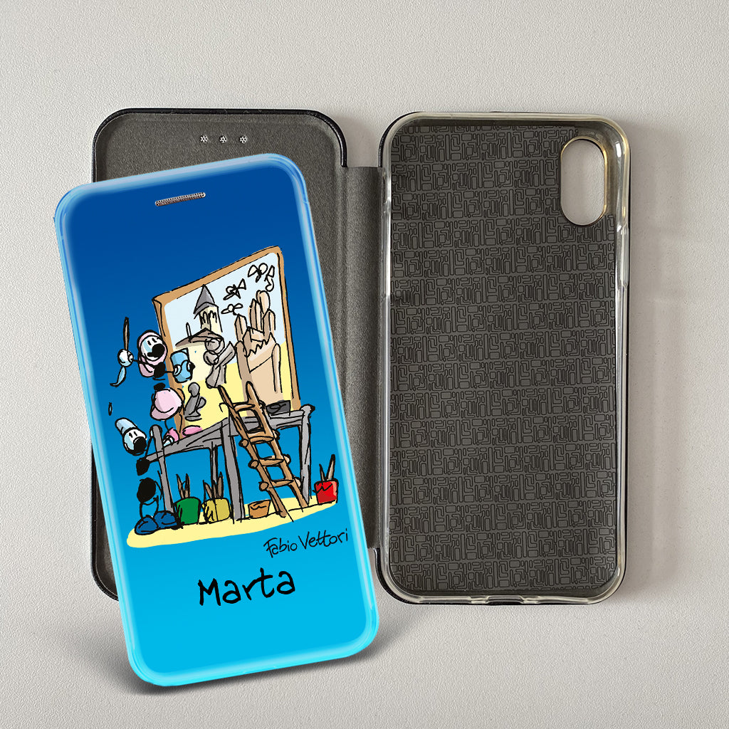 Artistic cover for Smartphone Personalized "Police" subject, model with "book" opening