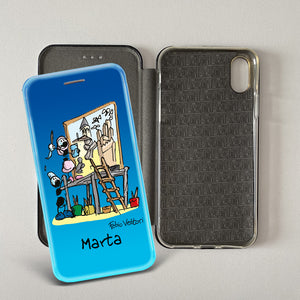 Cover artistica per Smartphone Personalizzata soggetto "Restauratori" modello con apertura "a Libro"