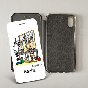 Cover artistica per Smartphone Personalizzata soggetto "Restauratori" modello con apertura "a Libro"