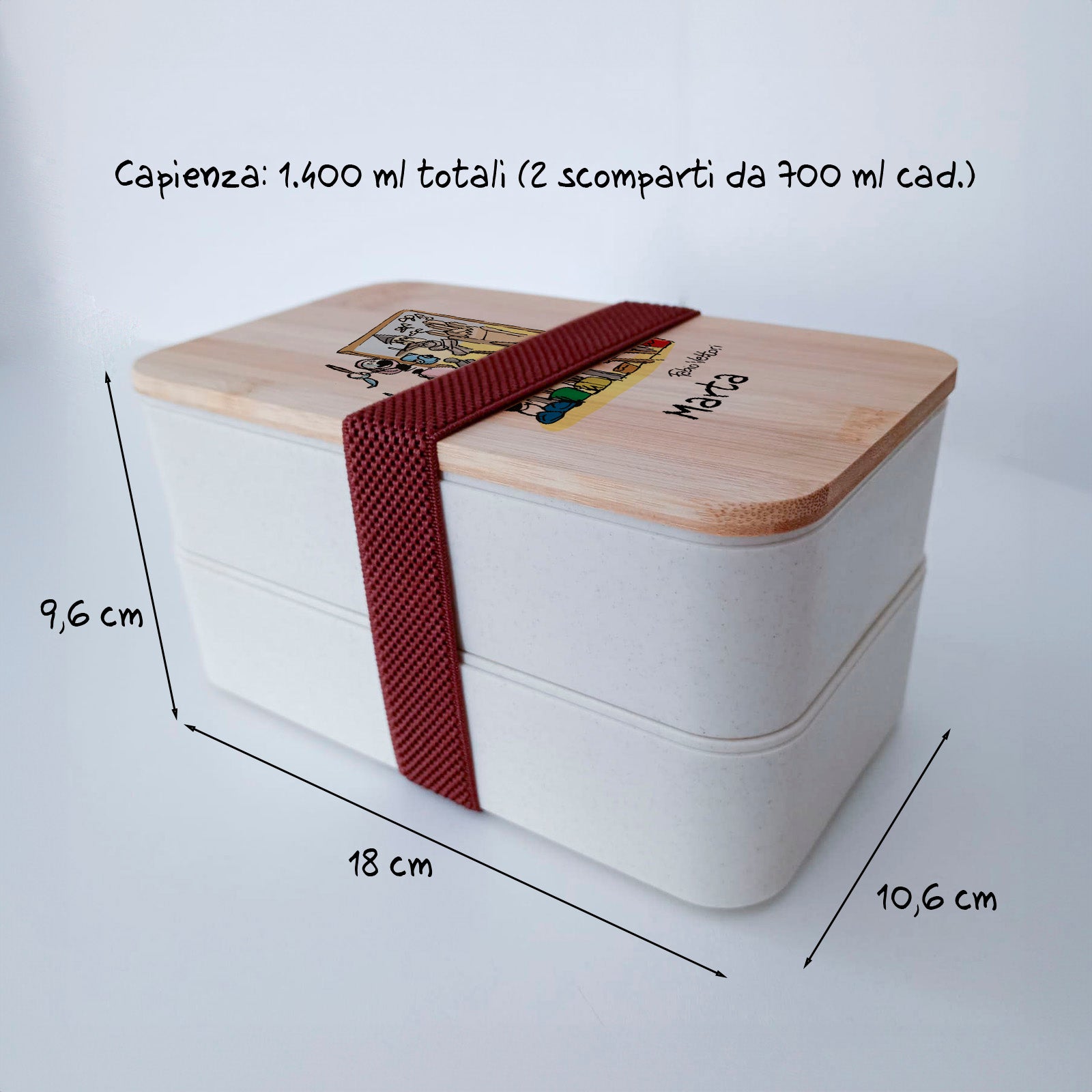 Lunch Box with Cutlery Holder Band Personalized with "Restaurators" Theme