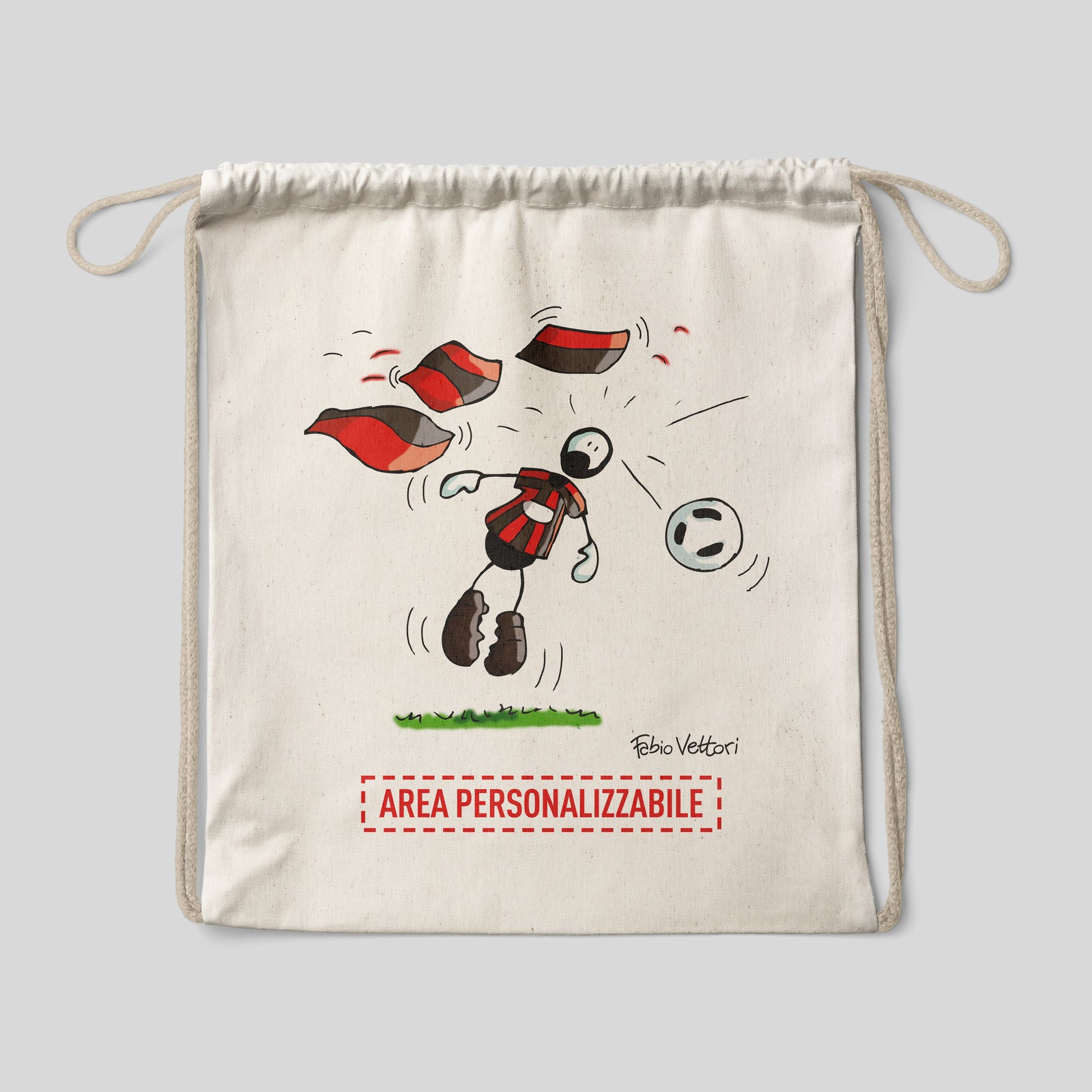 Sacca zaino personalizzata in cotone soggetto "Rossonero"