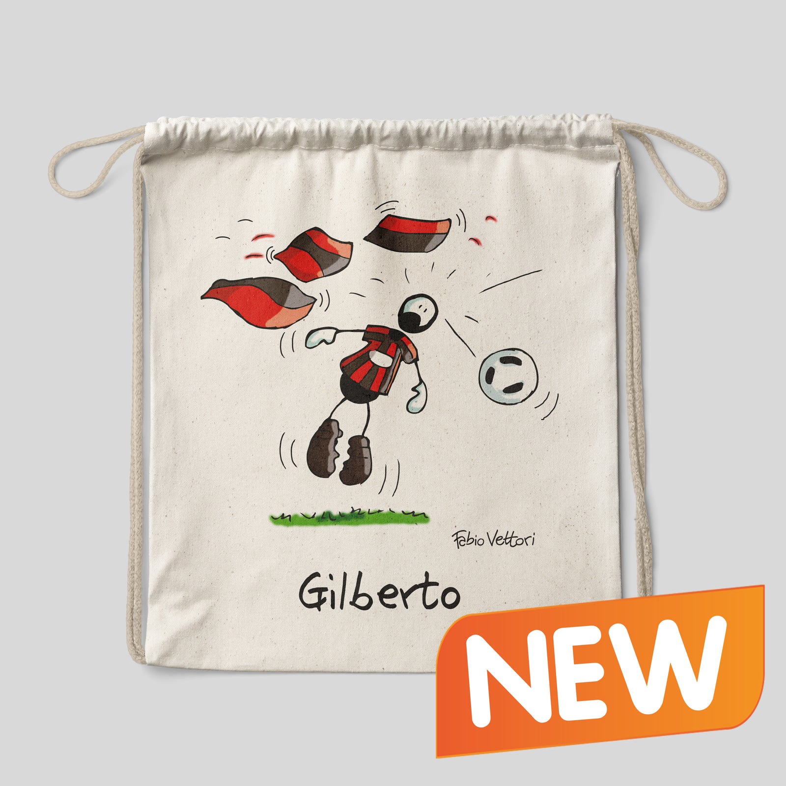 Sacca zaino personalizzata in cotone soggetto "Rossonero"