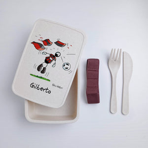 Lunch Box with Cutlery Band Personalized with "Rossonero" Theme