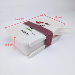 Lunch Box with Cutlery Band Personalized with "Rossonero" Theme