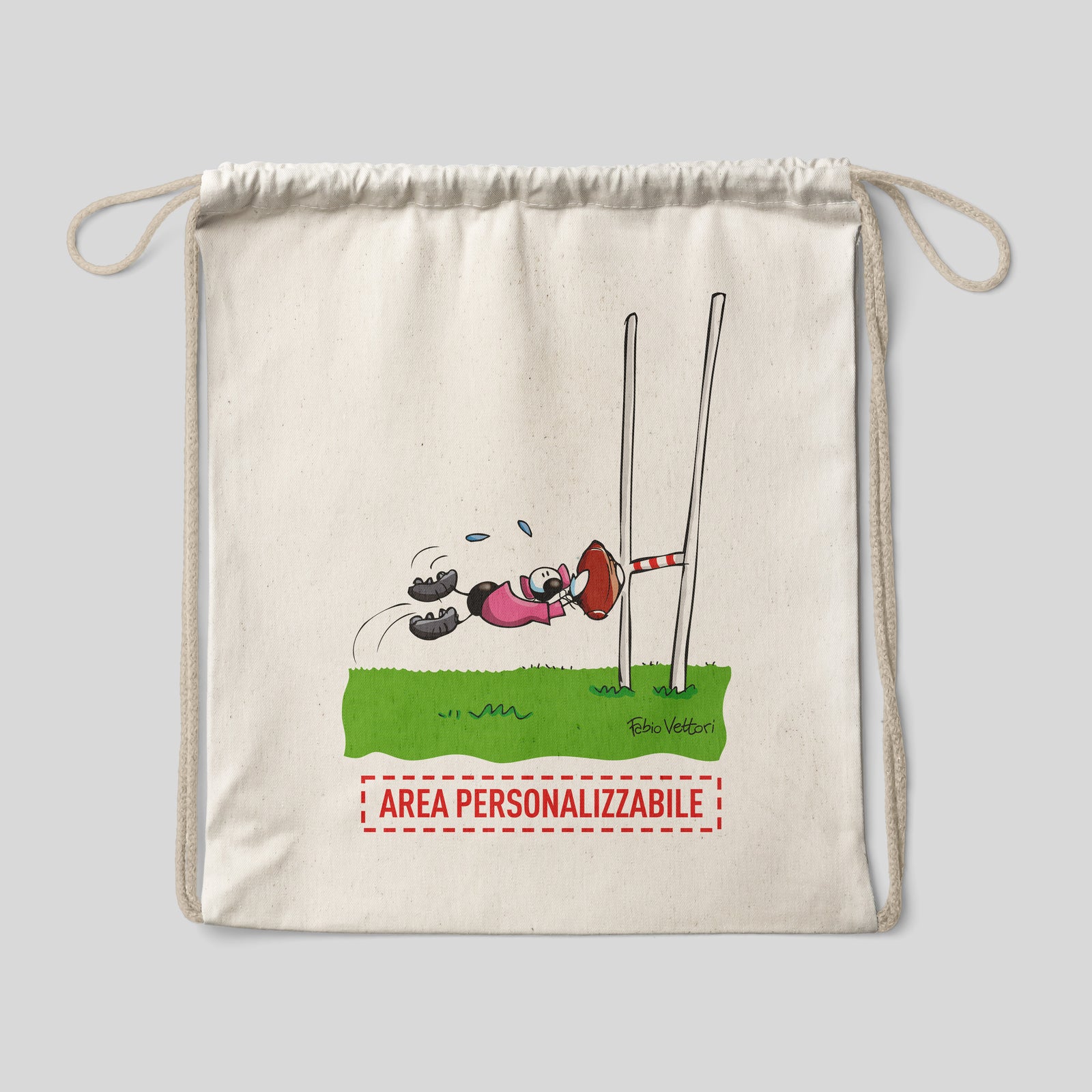 Sacca zaino personalizzata in cotone soggetto "Rugby"