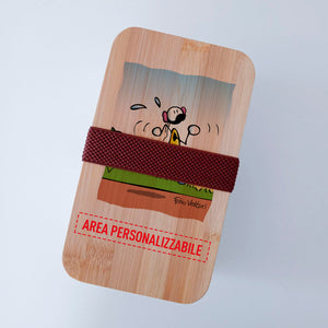 Scatola Porta Pranzo con coperchio in bambù e Posate Personalizzata soggetto "Runner"