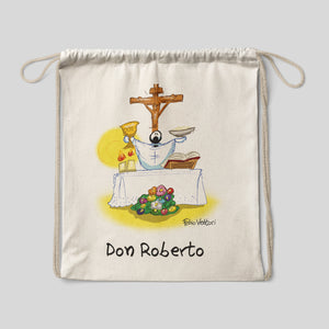 Personalized cotton backpack bag with "Priest" theme