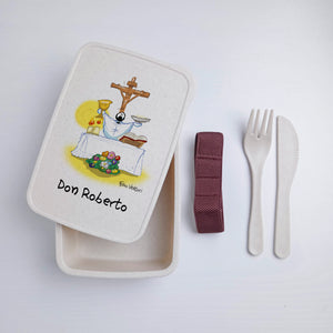 Scatola Porta Pranzo con Fascia Porta Posate Personalizzata soggetto "Sacerdote"