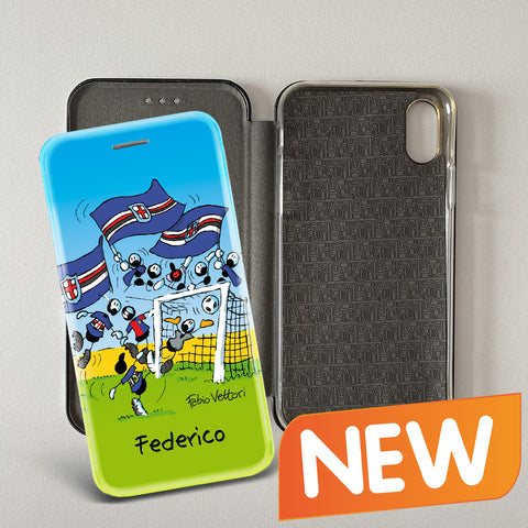 Cover artistica per Smartphone Personalizzata soggetto "Sampdoria" modello con apertura "a Libro"