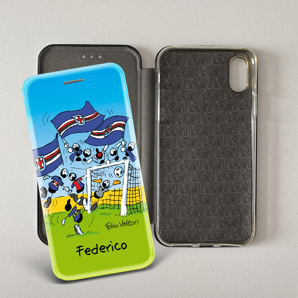 Cover artistica per Smartphone Personalizzata soggetto "Sampdoria" modello con apertura "a Libro"