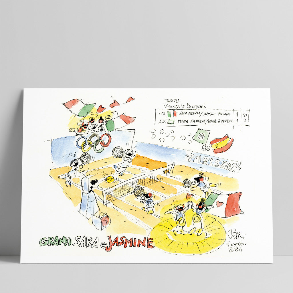 Disegno originale "Sara Errani e Jasmine Paolini - Paris 2024"