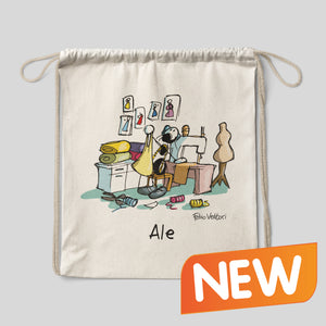 Personalized cotton backpack bag with "Tailors" theme