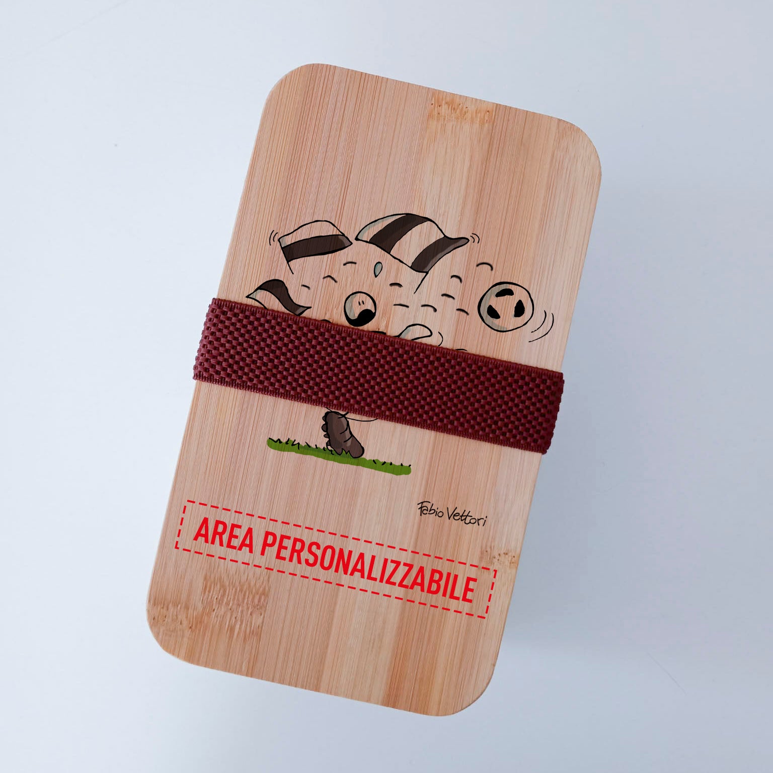 Scatola Porta Pranzo con coperchio in bambù e Posate Personalizzata soggetto "Sassuolo"