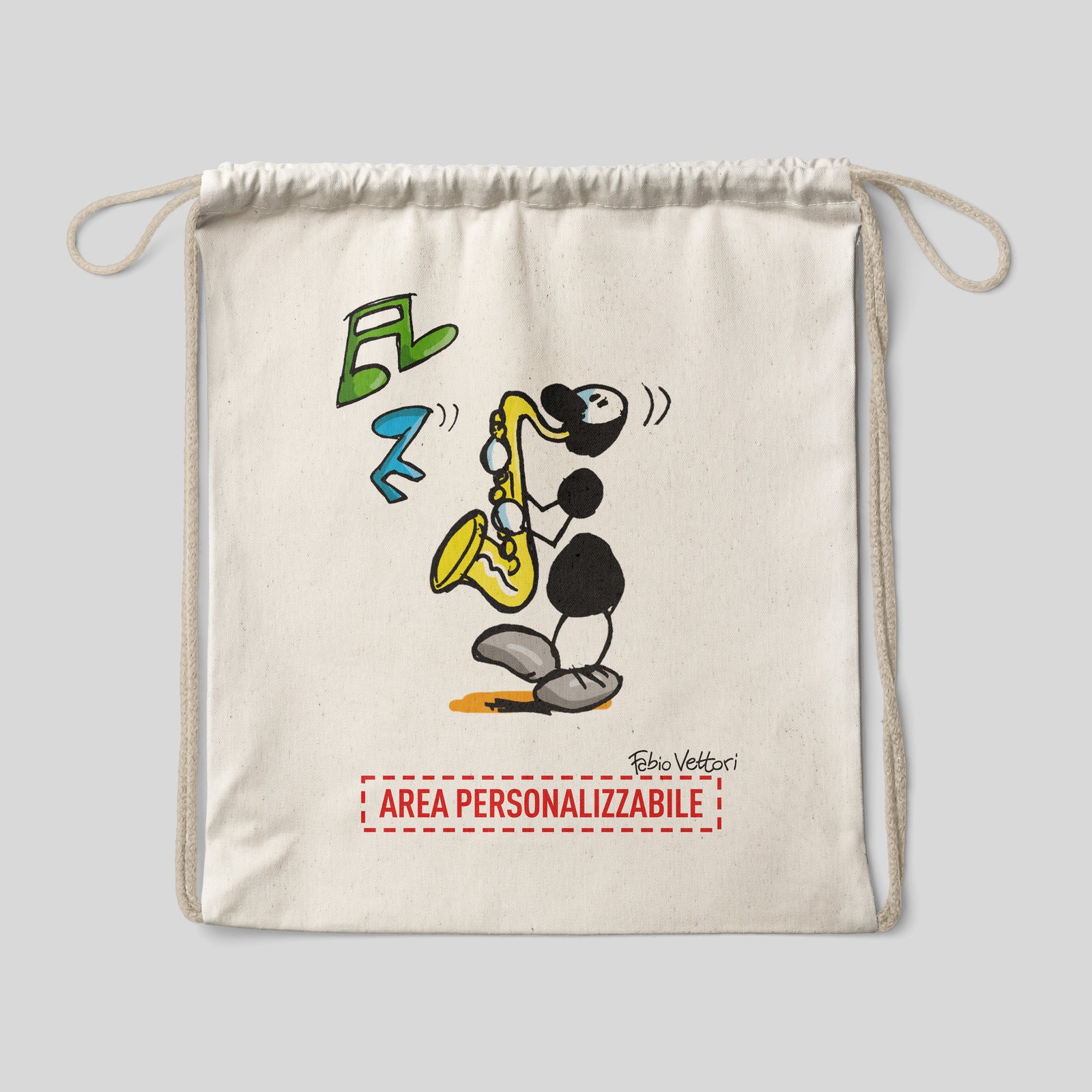 Sacca zaino personalizzata in cotone soggetto "Sax"
