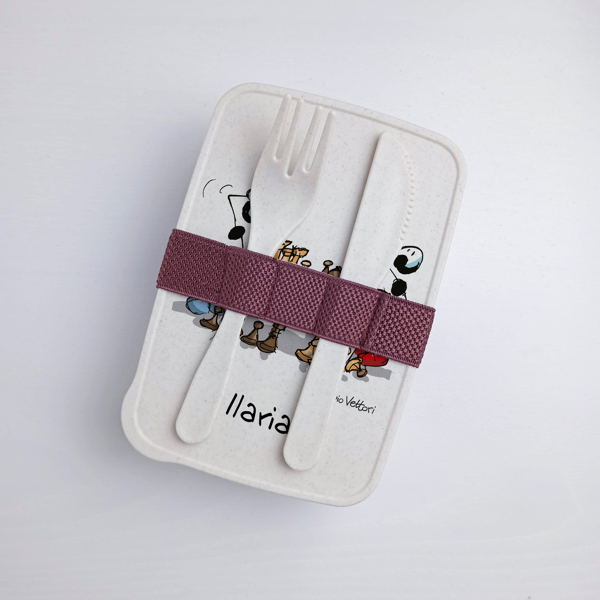 Scatola Porta Pranzo con Fascia Porta Posate Personalizzata soggetto "Scacchi"