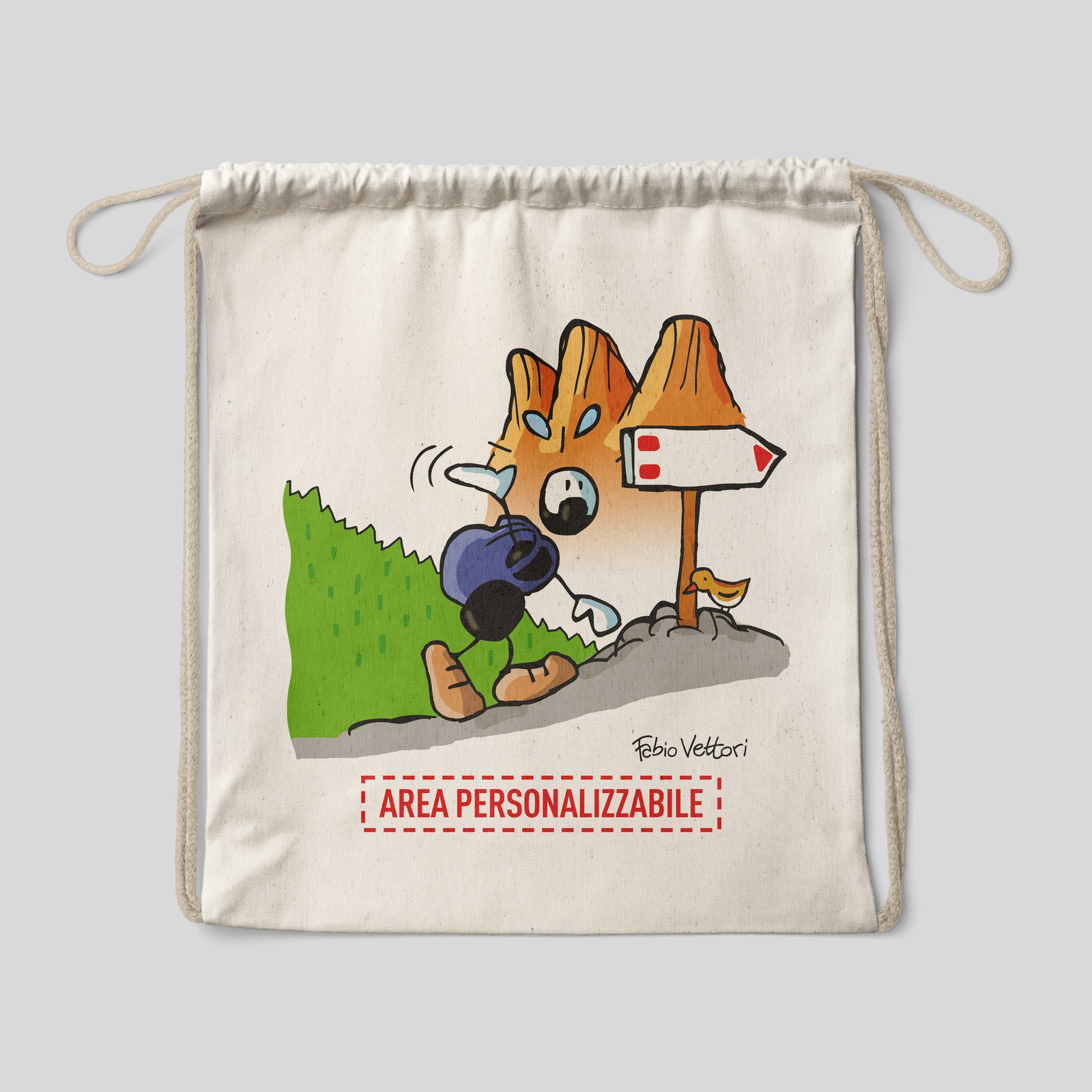 Sacca zaino personalizzata in cotone soggetto "Scalatore"