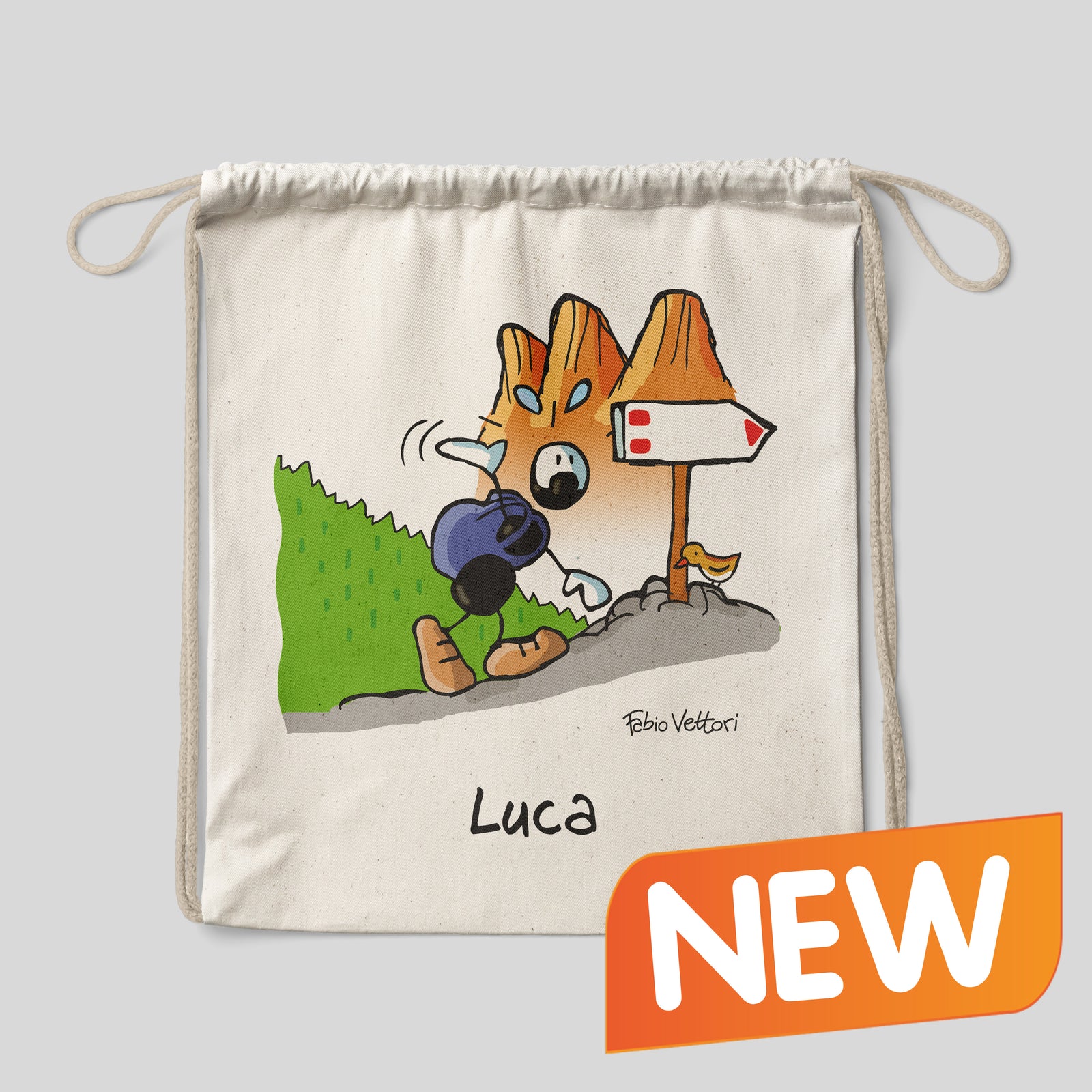 Sacca zaino personalizzata in cotone soggetto "Scalatore"