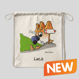 Personalized cotton backpack bag with "Climber" theme