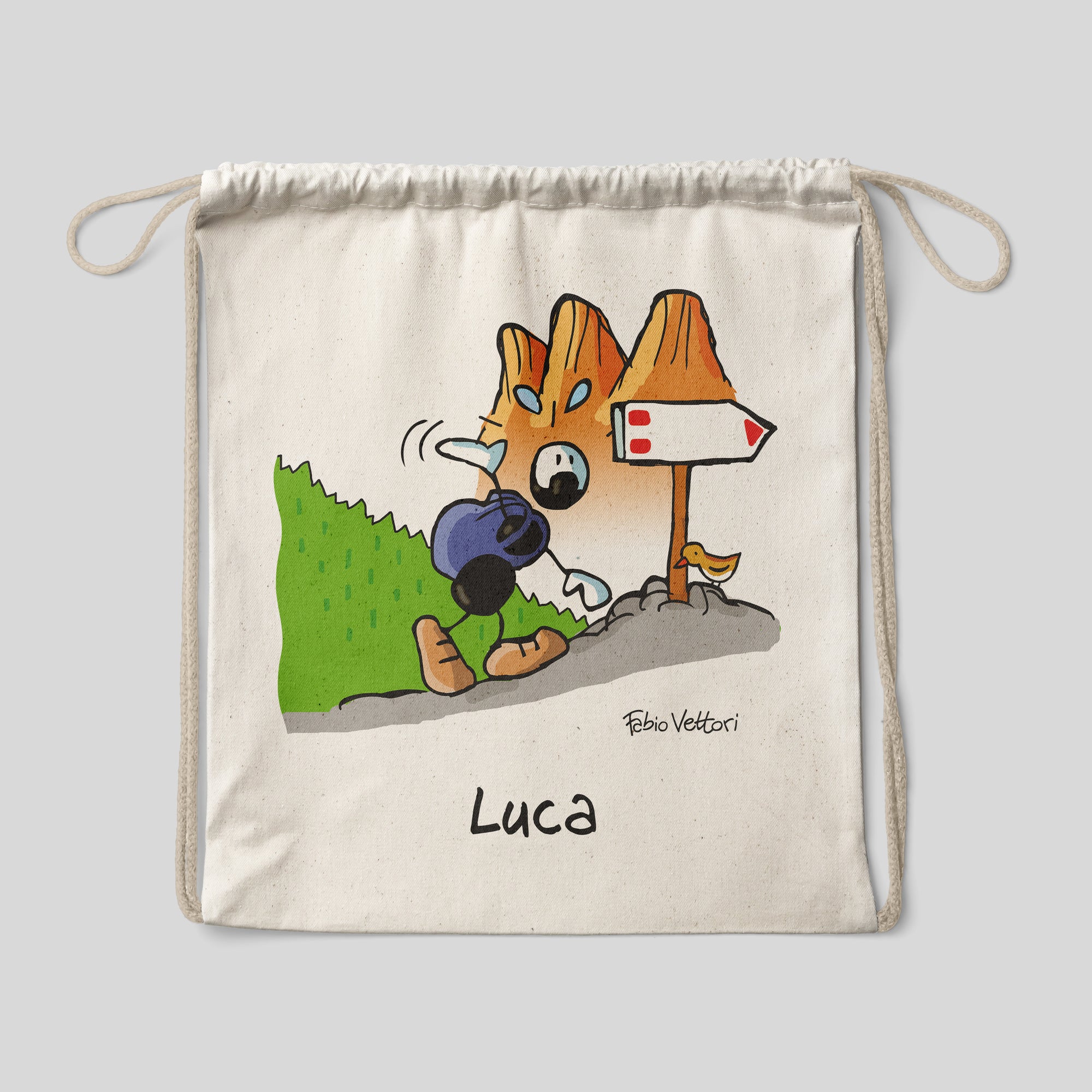 Personalized cotton backpack bag with "Climber" theme