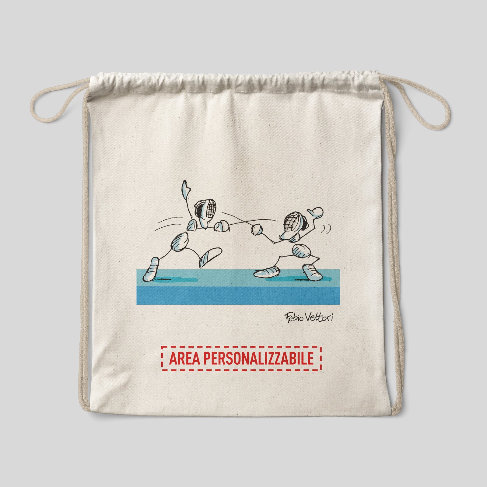 Sacca zaino personalizzata in cotone soggetto "Scherma"