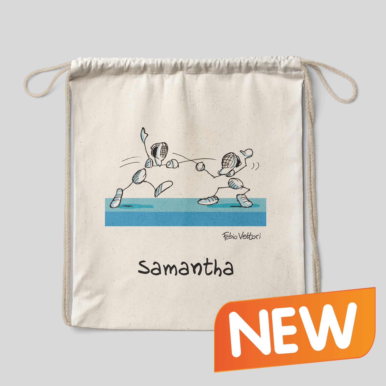 Sacca zaino personalizzata in cotone soggetto "Scherma"