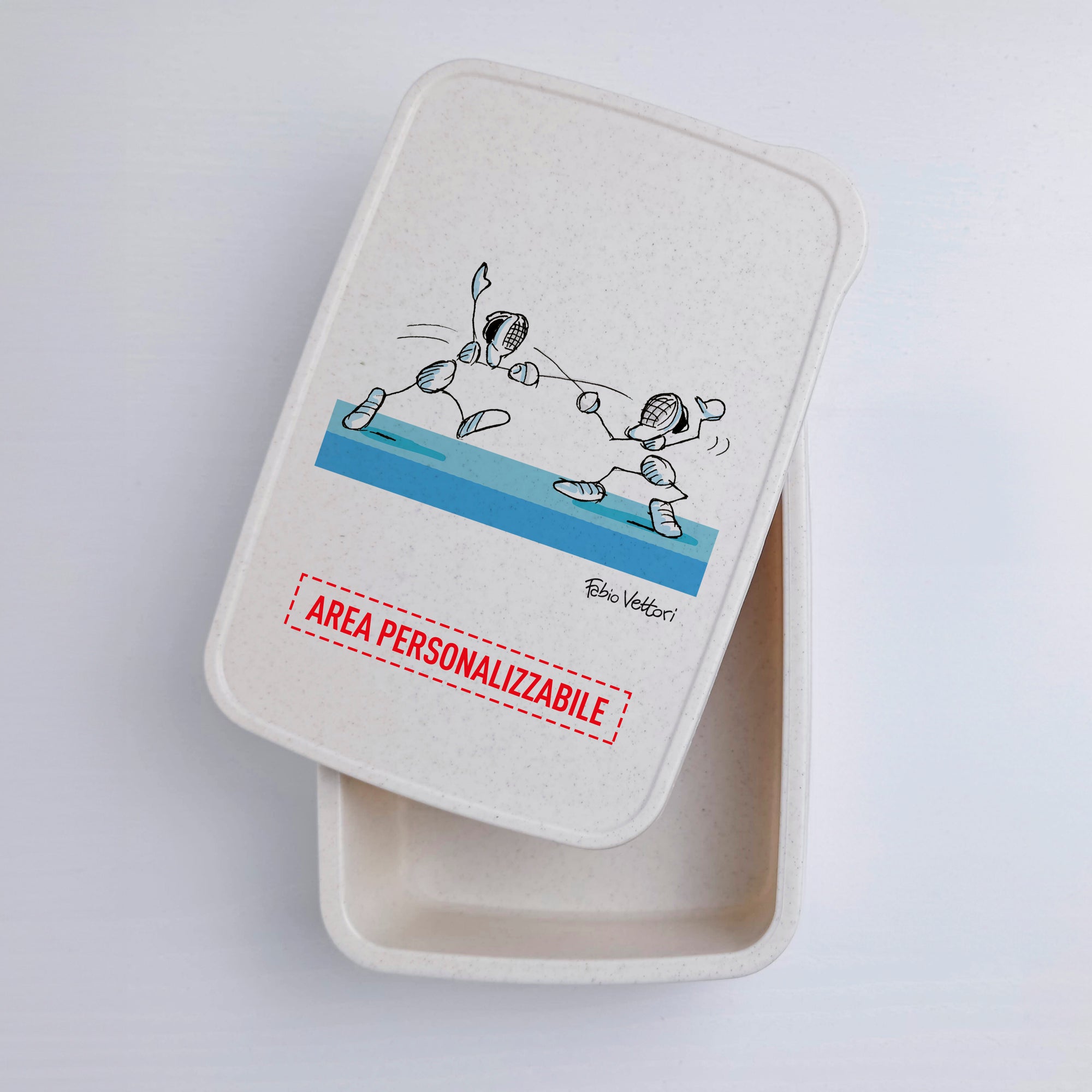 Scatola Porta Pranzo con Fascia Porta Posate Personalizzata soggetto "Scherma"