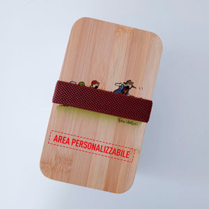 Scatola Porta Pranzo con coperchio in bambù e Posate Personalizzata soggetto "Scout"