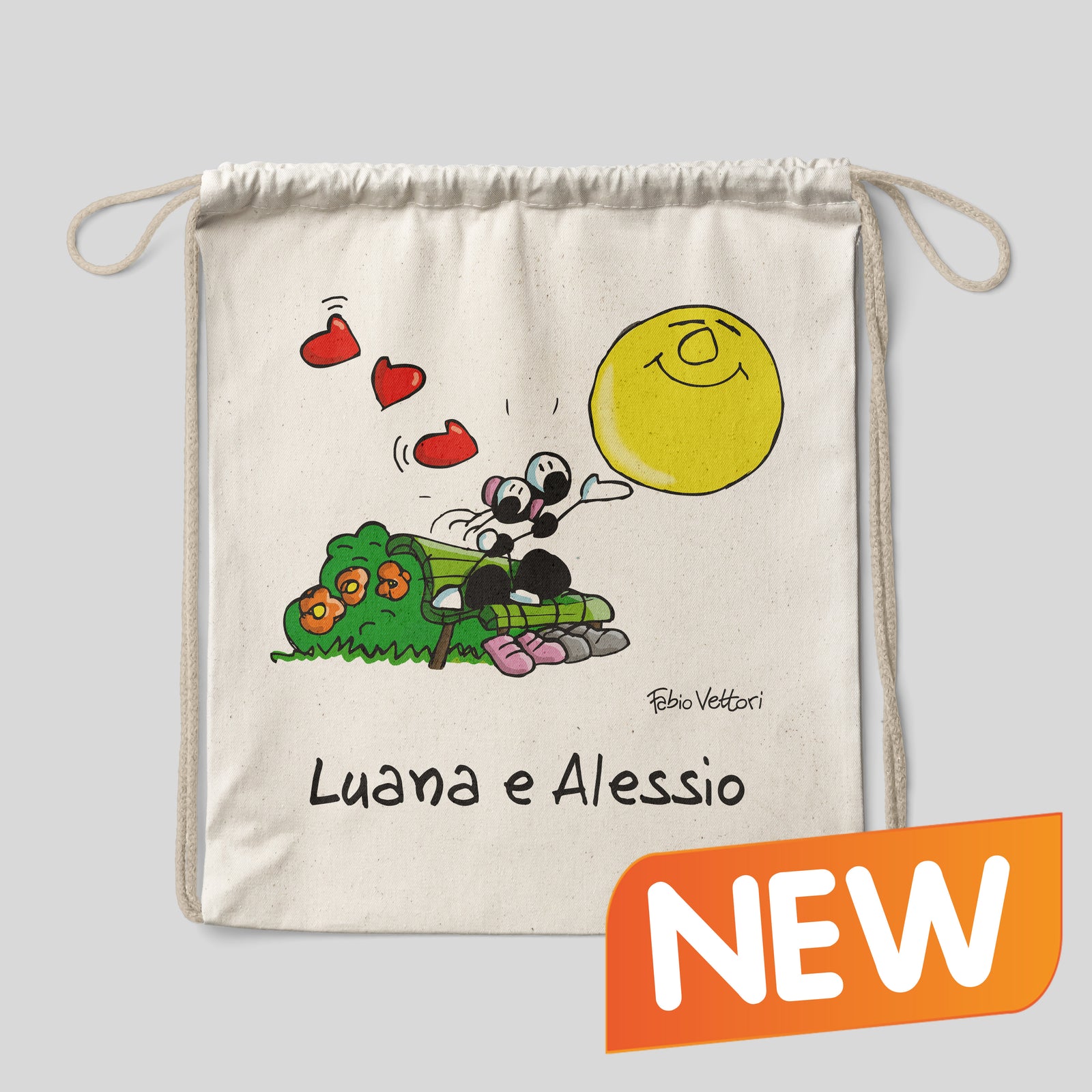 Personalized cotton backpack bag with "Serenade" theme