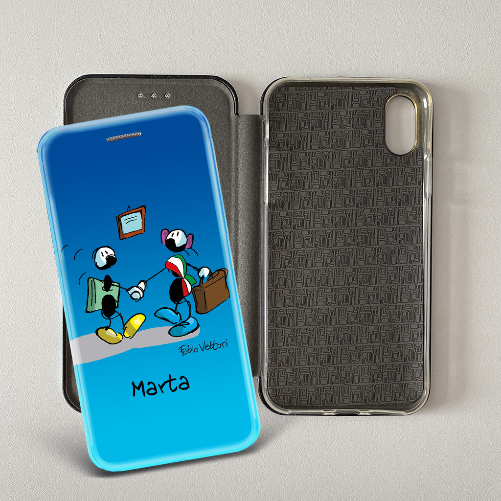 Artistic cover for Smartphone Personalized "Police" subject, model with "book" opening