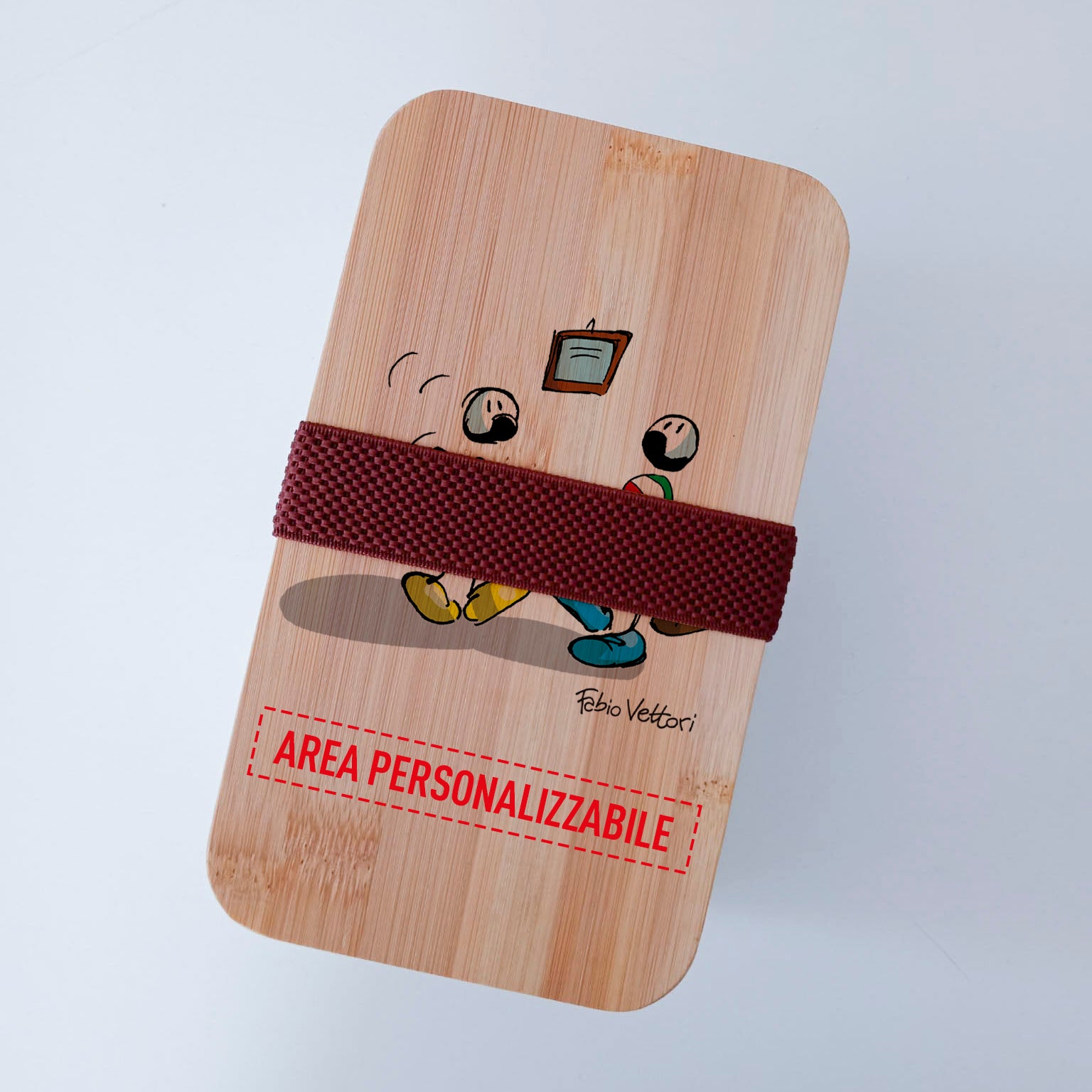 Scatola Porta Pranzo con coperchio in bambù e Posate Personalizzata soggetto "Sindaci"