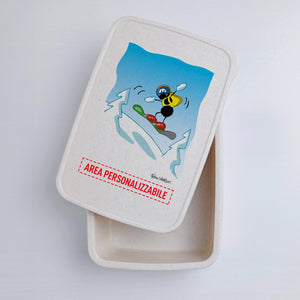 Lunch Box with Cutlery Holder Band Personalized "Snowboard" Subject