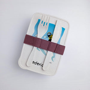 Lunch Box with Cutlery Holder Band Personalized "Snowboard" Subject