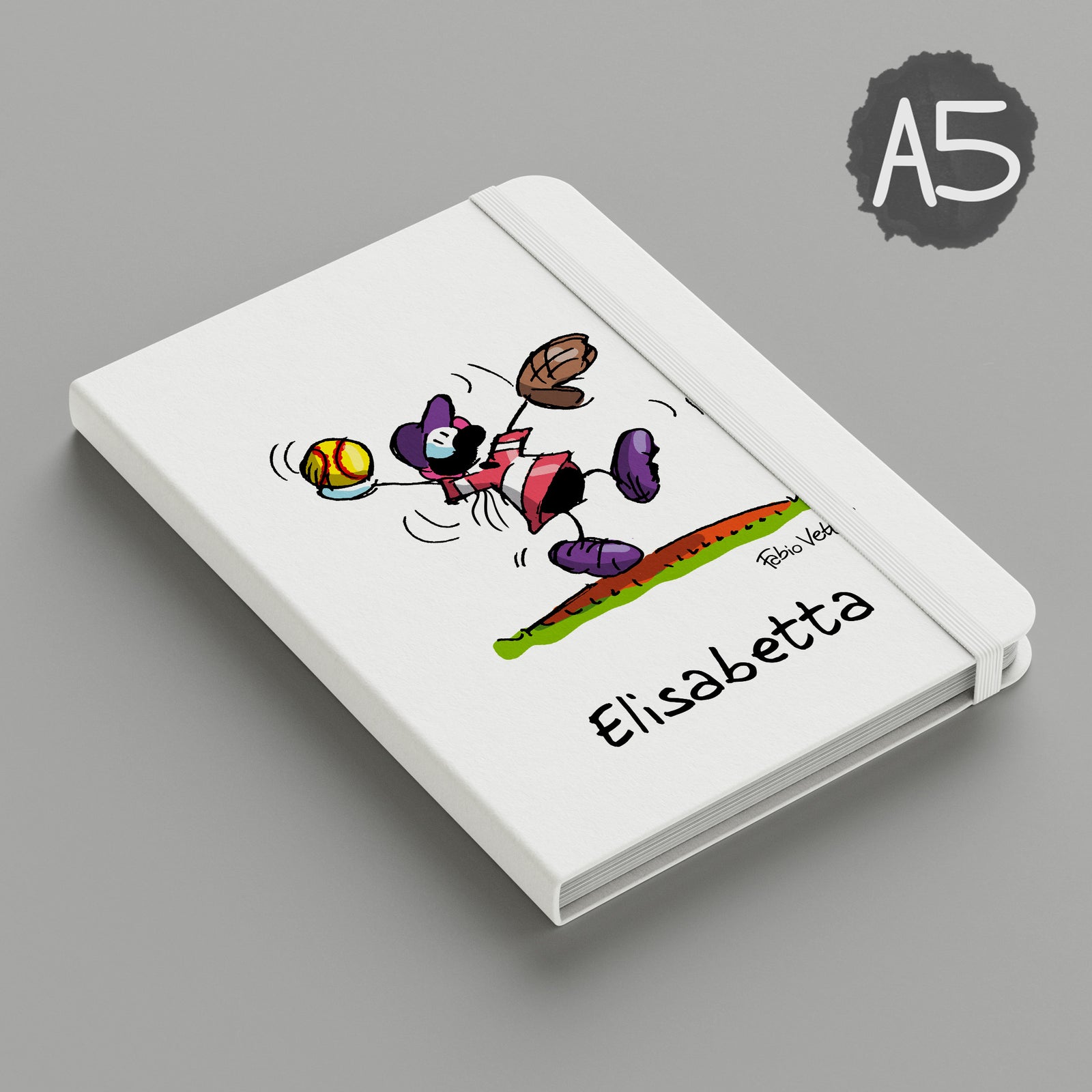 Personalized notebook with "Softball" theme