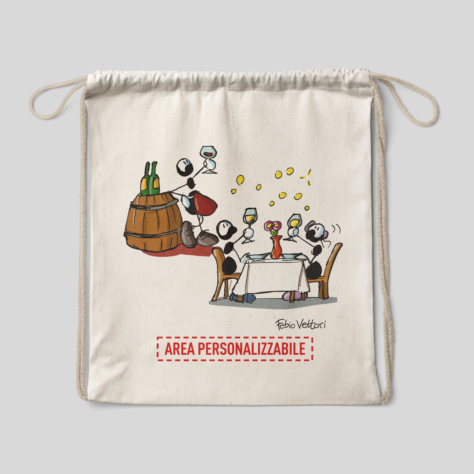 Sacca zaino personalizzata in cotone soggetto "Sommelier"