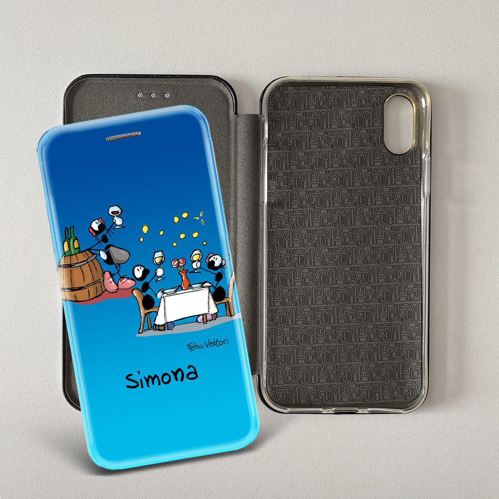 Cover artistica per Smartphone Personalizzata soggetto "Sommelier (femmina)" modello con apertura "a Libro"