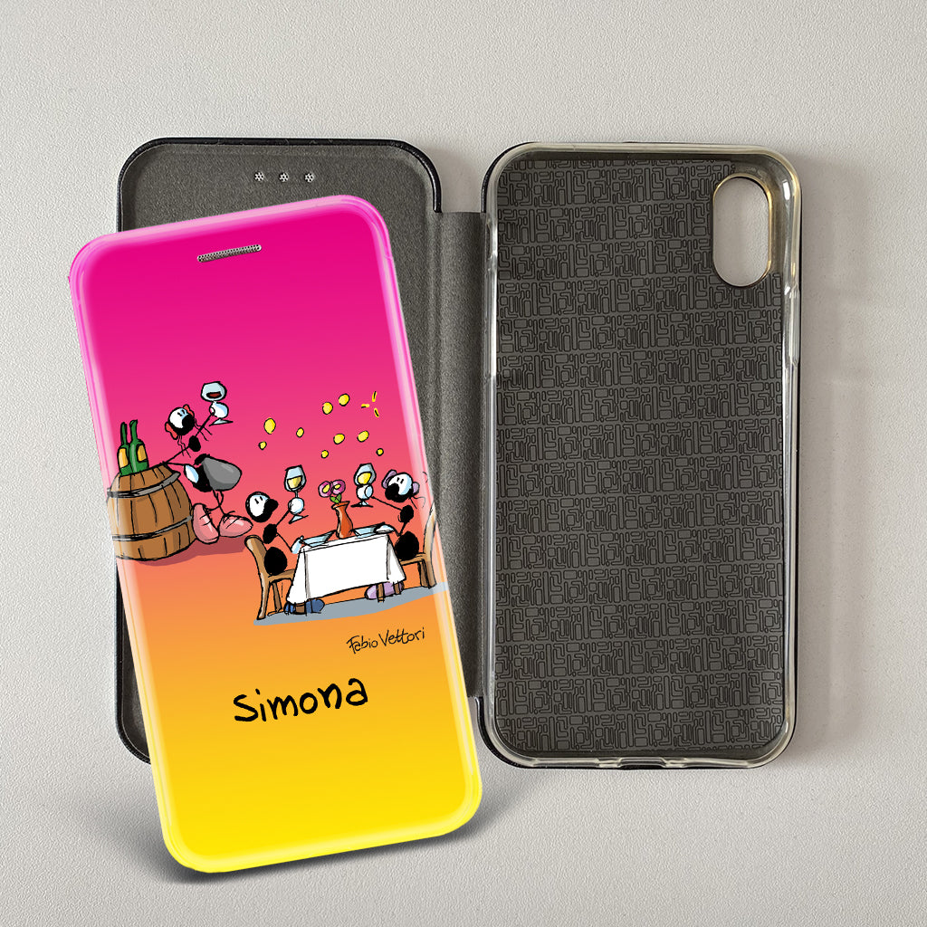 Cover artistica per Smartphone Personalizzata soggetto "Sommelier (femmina)" modello con apertura "a Libro"