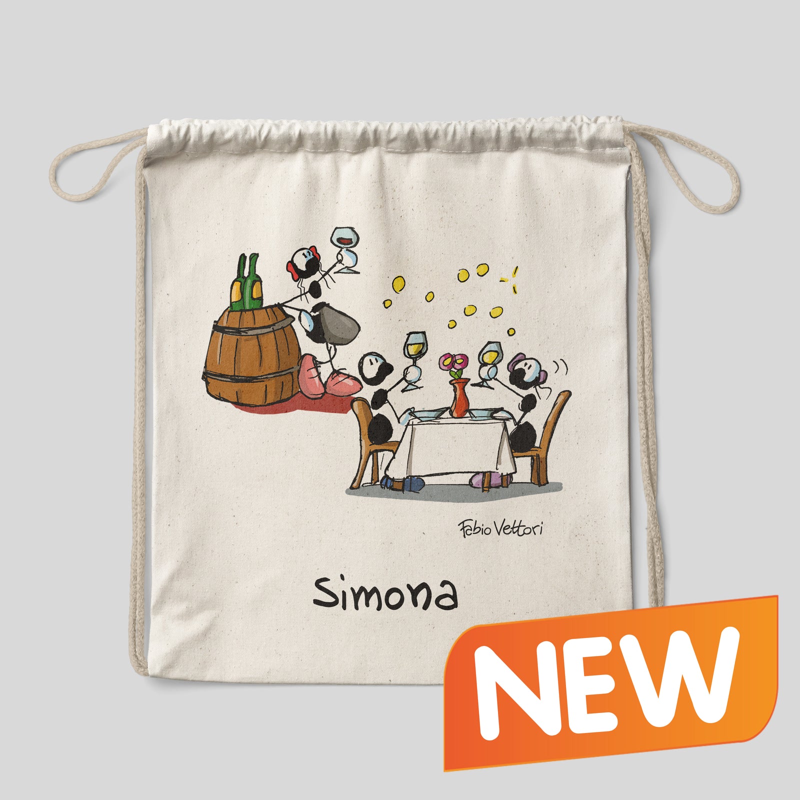 Sacca zaino personalizzata in cotone soggetto "Sommelier"
