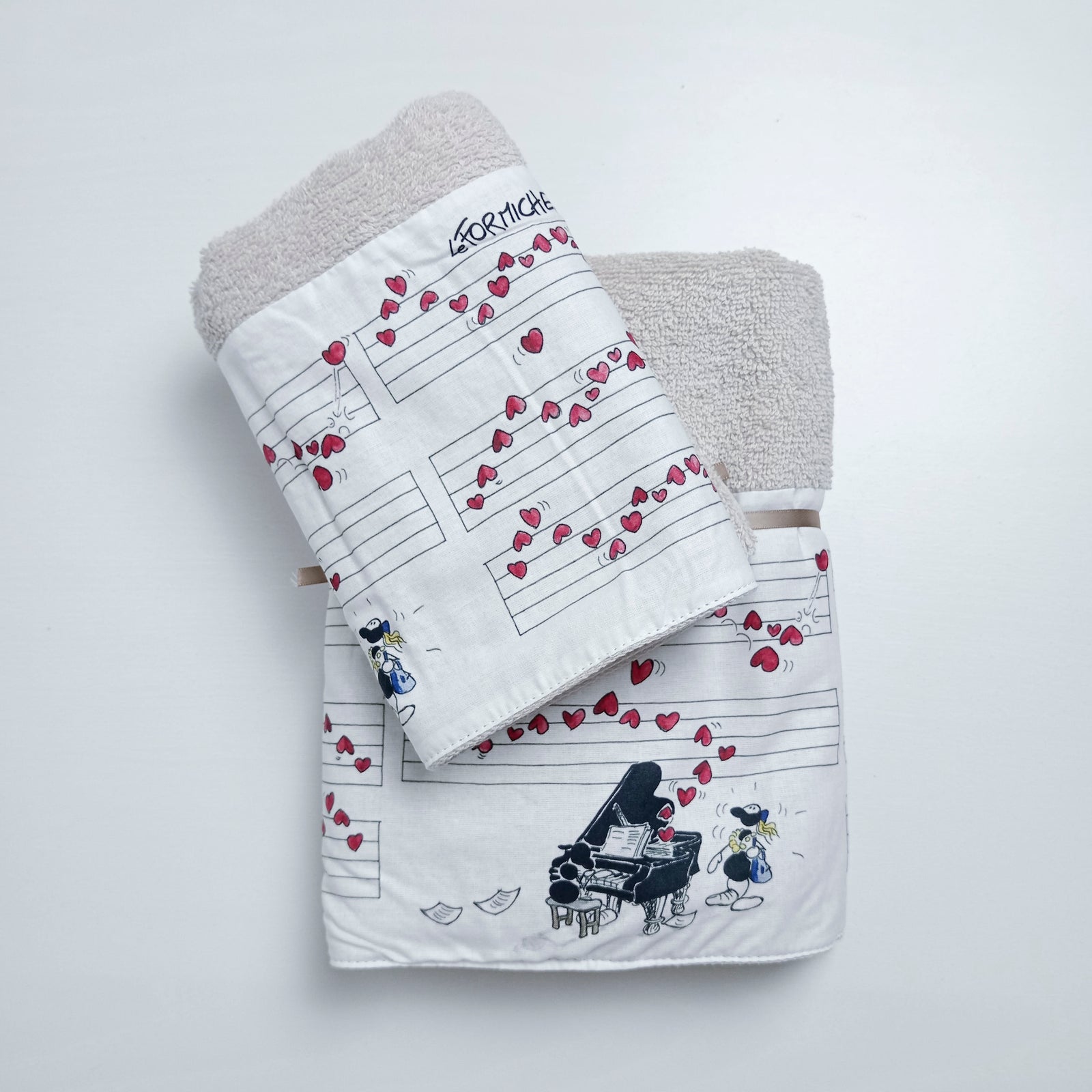 COUPLE SPONGE TOWEL + GUEST towels in cotton "Edelweiss" motif